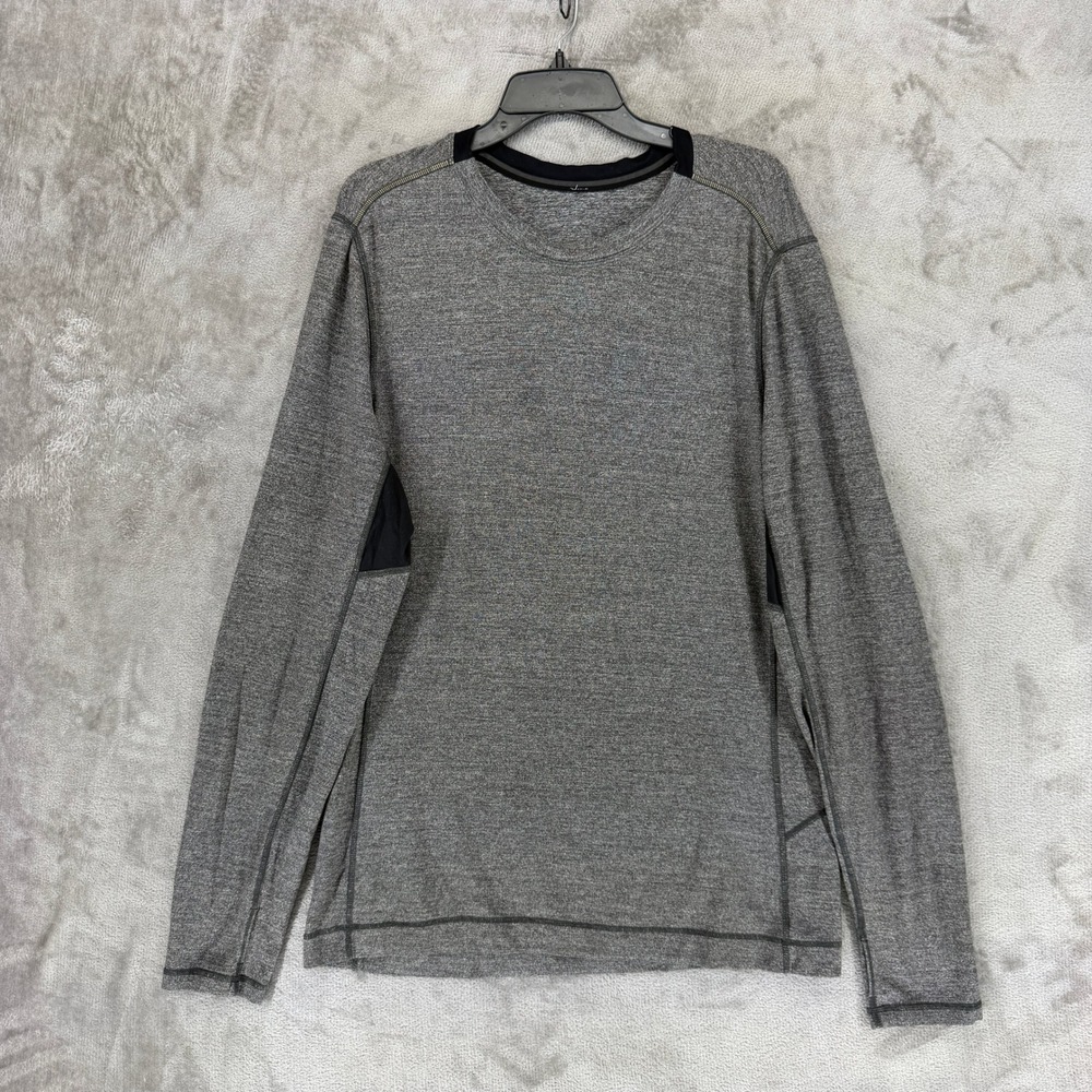 Lululemon Mens Long Sleeve Shirt Large Gray Heathered Athletic Running 247779